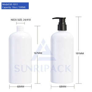 Plastic Container Manufacturers Eco Friendly 500ml White boston Round Lotion Pump <strong>Dispenser</strong> <strong>Shampoo</strong> Conditioner Plastic <strong>Bottles</strong> - Product Image 4