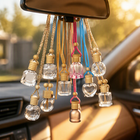 Diffuseur de parfum pour voiture en verre avec couvercle en bois vide, flacon de parfum suspendu