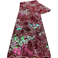 NI.AI Luxe Coloré Séquence Net Dentelle Fleur De Mariée Brodé Velours Paillettes Dentelle Tissu pour Robe De Mariée Matériaux