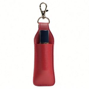 HOT Selling PU Leather Lipstick Case with Keychain Single Lipstick Storage Pouch for Makeup Organization - Product Image 3
