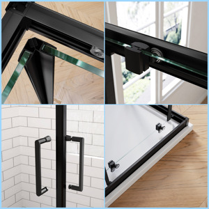<span class=keywords><strong>Cabine</strong></span> <span class=keywords><strong>de</strong></span> <span class=keywords><strong>douche</strong></span> d'angle avec porte coulissante, cadre noir, verre trempé, vente en gros, taille personnalisée pour l'exportation - Product Image 3