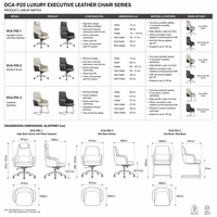 Chaise de bureau de direction ergonomique de luxe en cuir bicolore à dossier haut avec inclinaison aux genoux et pivotement verrouillable
