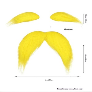 DAMAI Moustache jaune, sourcils, fausse barbe pour enfant et adulte, accessoires de déguisement d'Halloween, accessoires de fête amusants pour hommes et femmes en polyester - Product Image 2