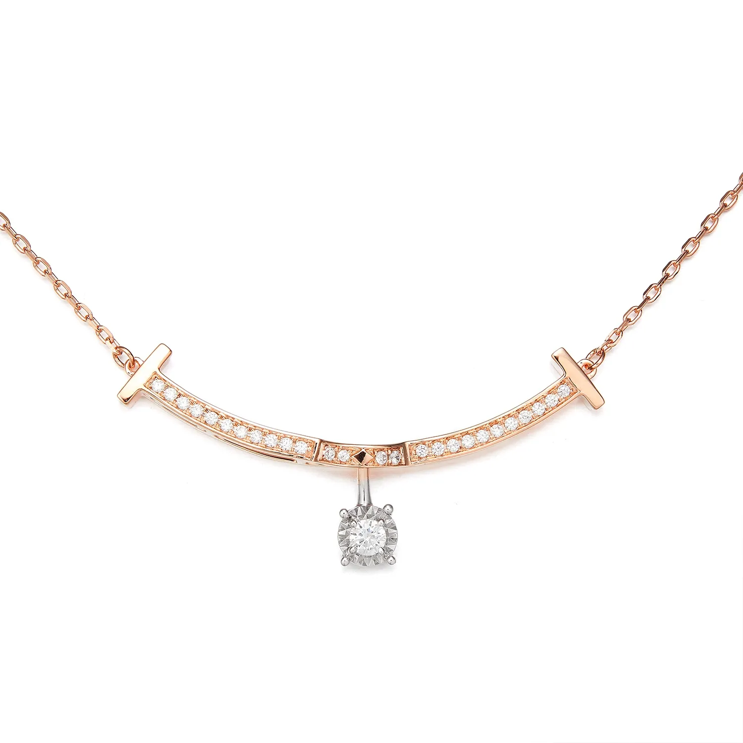 2024 baru kalung berlian berosilasi 18K kuning emas berlian tersenyum kalung mode wanita kalung manufaktur
