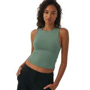Cropped Tank <b>Top</b> Spaghetti Strap Women OEM Cotton Soft Breathable Fabric Trendy Summer Fashion Wear - Product Image 1