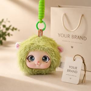 Mignon porte-clés en peluche visage de personnage, mini, doux, rembourré, Kawaii, <span class=keywords><strong>vert</strong></span>, avec clip pour la rentrée scolaire, cadeau pour étudiant, personnalisable OEM - Product Image 2
