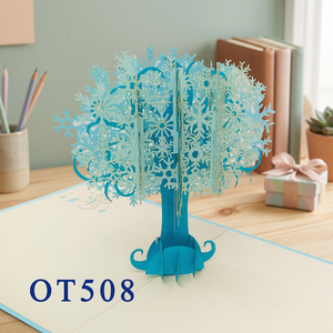 Tendencia 3D hecho a mano Vietnam arte papel Pop tarjeta copo de nieve árbol diseño Offset Impresión logotipo personalizado venta al por mayor regalos artesanías - Product Image 1