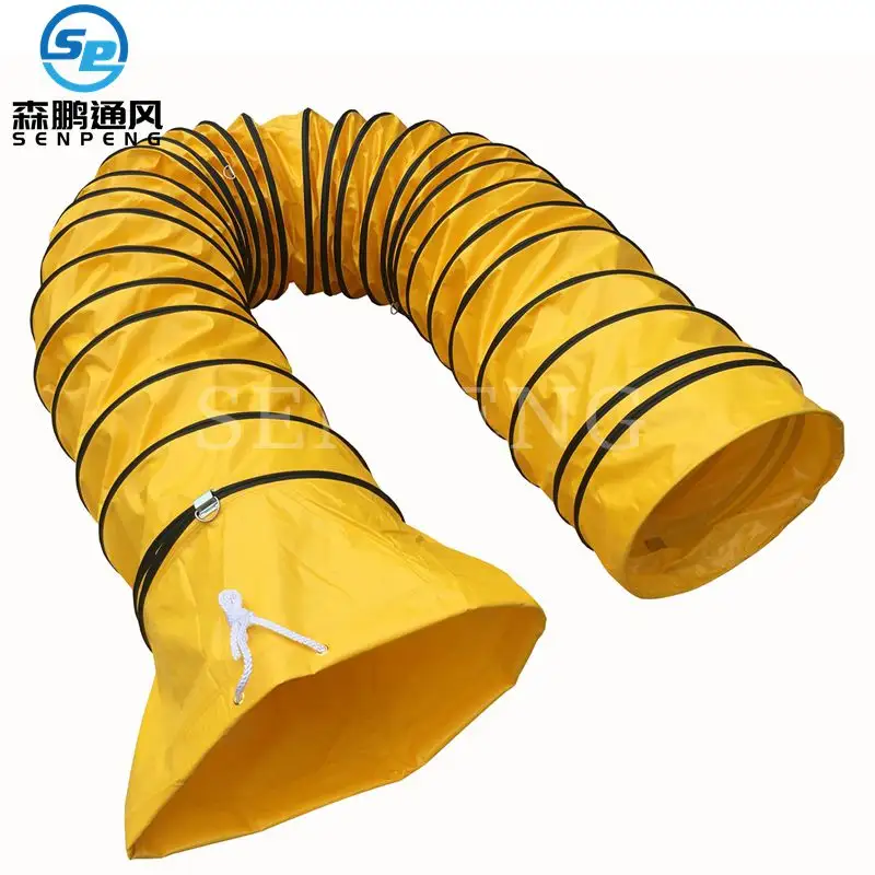 Selang saluran udara ventilasi, panjang 5 Meter Diameter 8 "PVC kuning fleksibel