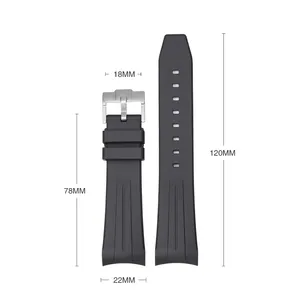 TPU表带轻盈替换腕带，适用于22毫米女士男士橡胶表带