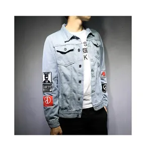 OEM UK market high quality cheap price black denim jacket factory custom wholesale man jean jackets