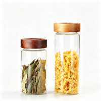 Bocaux de rangement en verre avec couvercles en bois d'acacia, bocaux en verre borosilicate de haute qualité pour grains de café, épices, organisation de la cuisine et du garde-manger, tiroir