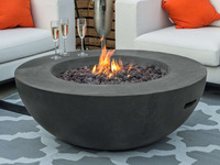 Table de foyer extérieur au gaz pour patio, foyer au propane, table de foyer ronde avec verre