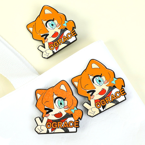 Vograce op maat gemaakte glitter hard-emaille pin, zachte emaille revers pin, cartoon metalen badge, verguld emaille pin op maat - Product Image 6