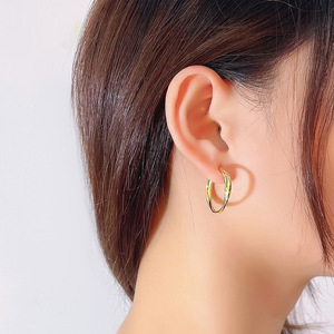 Pendientes de Aro Geométricos Retro <span class=keywords><strong>Gruesos</strong></span> Chapados en Oro de 18K, Minimalistas de Plata Esterlina 925, Sencillos y <span class=keywords><strong>Dorados</strong></span>, Unisex - Product Image 3