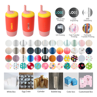 Everich Best Seller Gobelet pour enfants personnalisé à double paroi de 12 oz, en acier inoxydable 304, anti-fuite, passe au lave-vaisselle, sans BPA