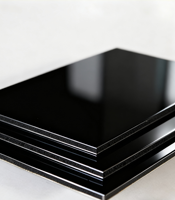 Revêtement PVDF ignifuge, panneau composite en aluminium décoratif pour façade métallique, couleur noir brillant, pour hôtel