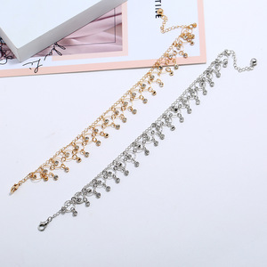 Nouvelle Chaîne de Cheville en Alliage Tendance avec Strass en Cristal et Pendentif Gland pour <span class=keywords><strong>Femme</strong></span>, Bijou de Cheville pour Pieds Nus, Style Plage - Product Image 2