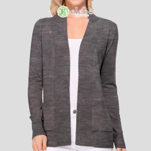 Cárdigan informal Elebe para mujer estilo coreano de talla grande de manga larga de algodón transpirable de punto frontal de talla grande suéteres de mujer - Product Image 6