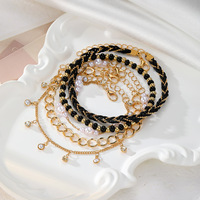 Ensemble de bracelets pour femmes, style bohème chic, multi-rangs, avec breloques en forme de graines, perles, cordon tressé, bijoux en perles, géométrique, strass, pompon