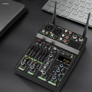 Consola Mezcladora de Audio de 4 Canales, Mezclador de Micrófono Inalámbrico Uno para Dos, Bluetooth, Karaoke, UF4-M BT UHF, Nuevo, Grabación en Vivo - Product Image 4