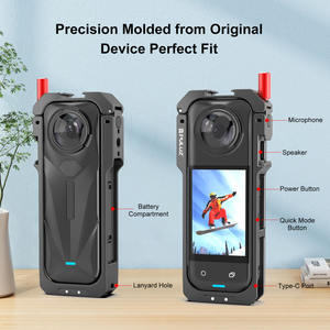 PULUZ Cage de protection légère en alliage d'aluminium pour Insta360 X5 avec cache-objectif, double support griffe froide et base magnétique - Product Image 4