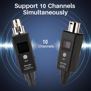 ระบบรับและส่งสัญญาณไร้สาย UHF ไมโครโฟนไร้สายแบบพกพา <span class=keywords><strong>XLR</strong></span> 10ช่องโลหะ - Product Image 6