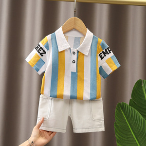 20 Design Senza MOQ <span class=keywords><strong>Abbigliamento</strong></span> per Bambini Assortito Nuova Moda Completo Due Pezzi per Neonati Manica Corta con Ricamo Lettere e Righe - Product Image 4