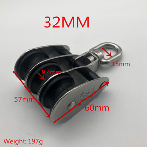 Завод, нержавеющая сталь AISI304/316, тройной блок шкива, 3 колеса, плоский ремень типа для судостроения - Product Image 4