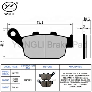 Nouvelles pièces de rechange de plaquettes de frein de moto d'état pour HONDA CB500 CBR300 <span class=keywords><strong>CBR</strong></span> <span class=keywords><strong>650</strong></span> et YAMAHA - Product Image 6