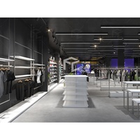 Magasins de chaussures athlétiques pour hommes de marque haut de gamme décoration magasin de vêtements de sport affichage mural t-shirt baskets boutique magasin conception de meubles