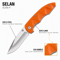 Couteau pliant EDC compact avec poignée G10 usinée CNC, lame en acier inoxydable 3Cr13 à pointe tombante partiellement dentelée, verrouillage Liner Lock et bouton de pouce