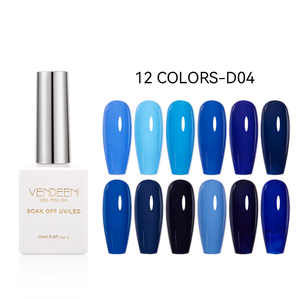 طلاء أظافر جل 12 أزرق داكن شهير من vendeenin مجموعة صناديق جل OEM/ODM مخصص طلاء أظافر جل بالأشعة فوق البنفسجية - Product Image 1