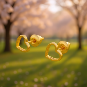 E1238 Orecchini a cuore placcati oro in lega di zinco, graziosi gioielli unisex alla moda, idea regalo - Product Image 2