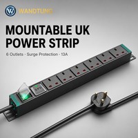 Barre d'alimentation à montage en rack avec 6 prises 13A et interrupteur, prise UK pour équipement de distribution d'alimentation de serveur