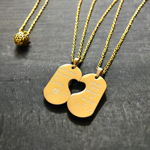 Custom fine moda 18k oro placcato in acciaio inossidabile incisione coppie <span class=keywords><strong>amanti</strong></span> ciondolo bianco ciondolo collana gioielli set per donna - Product Image 3