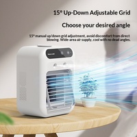 Ventilateur Rafraîchisseur d'Air Portable Rechargeable 1800 mAh avec Double Pulvérisation de Brume, 2 Vitesses, Ventilateur Personnel de Refroidissement avec Poignée, Climatiseur Portable à Brume