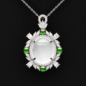 Colgante de Jadeíta Clásico de Color Hielo Qingyabailu Feicui, Gema de Grado A, Forma de Calabaza, Engaste de Garra, para Aniversario, Terceros - Product Image 1