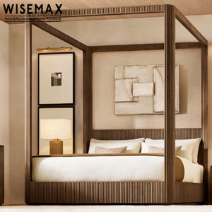 WISEMAX FURNITURE Cadre de <span class=keywords><strong>lit</strong></span> haut de gamme en bois de chêne <span class=keywords><strong>massif</strong></span> à quatre affiches King Mobilier de villa sculpté à la main Tête de <span class=keywords><strong>lit</strong></span> en bois - Product Image 3
