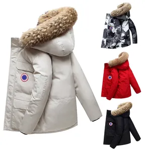 Ropa de invierno personalizada para hombre, prendas de vestir, plumón de pato, capucha de moda, chaqueta cortavientos, venta al por mayor