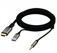 Câble audio HDMI ARC vers 3,5 mm AUX avec alimentation USB pour système audio TV, haut-parleur, barre de son, amplificateur de cinéma maison