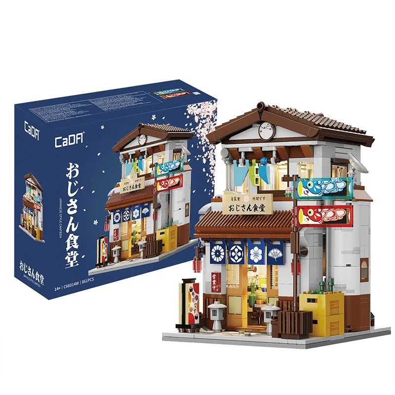 Cada C66014 LED City Japanese Style House Architecture Late Night Canteen Figures Bricks DIY Assembly Toys Building Blocks Sets