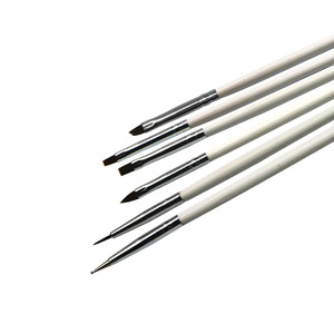 Lot de 6 pinceaux à ongles en nylon avec manche acrylique, pour gel UV, fleurs, incluant des pinceaux liner plats, plats angulaires et à pois. - Product Image 2