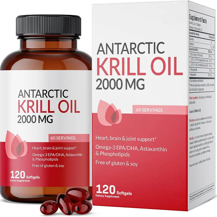 Julyherb gold standard wholesale pure antarctic krill oil capsules omega-3 EPA astaxanthin phospholipids 60 capsules per bottle
