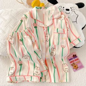 Nuovo Stile <span class=keywords><strong>Pigiama</strong></span> in <span class=keywords><strong>Cotone</strong></span> per Donne, Completo <span class=keywords><strong>Estivo</strong></span> a Maniche Corte con Simpatico Motivo Cartoon, Abbigliamento da Notte - Product Image 2