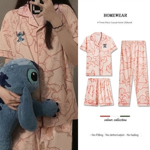 Conjunto de Pijamas de Verano de Tres Piezas para Parejas, Diseño de Dibujos Animados, Lindo, Rejuvenecedor, Moderno y Fresco para Mujer, Ropa de Casa para Hombre - Product Image 3