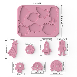 Juego de Mordedores Espaciales, 100% Silicona <span class=keywords><strong>Natural</strong></span> de Grado Alimenticio, <span class=keywords><strong>Mordedor</strong></span> de Silicona con Diseño de Dibujos Animados, Juguete para Bebés - Product Image 2