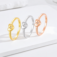 Bague en argent sterling QX S925 en forme de cœur avec étoile en zircon cubique plaqué or rose 18 carats, vente en gros, bijoux personnalisés OEM