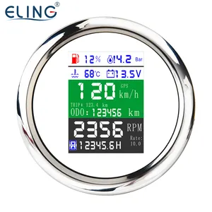 Eling 85mm kỹ thuật số đa chức năng GPS Speedometer tachometer áp lực dầu nhiệt độ nước. Vôn kế với báo động 12V 24V xe thuyền