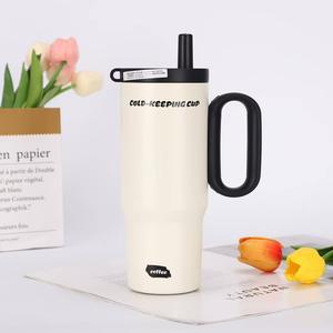 Bouteille isotherme sous vide de 30oz personnalisée Thermos avec grande poignée Bouteille d'eau intégrée dans la paille Cadeaux de Noël - Product Image 6