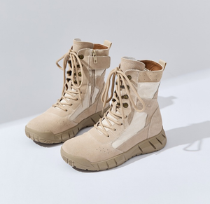 SFB01 714 Chaussures tactiques pour hommes en cuir véritable respirant, mode été désert, équipement de défense personnelle, bottes d'extérieur - Product Image 1